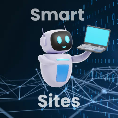 Smart Site Bot Holding A Lap Top 